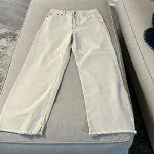 Cream, Wide leg, Super Stretchy, Raw Hem, Jeans